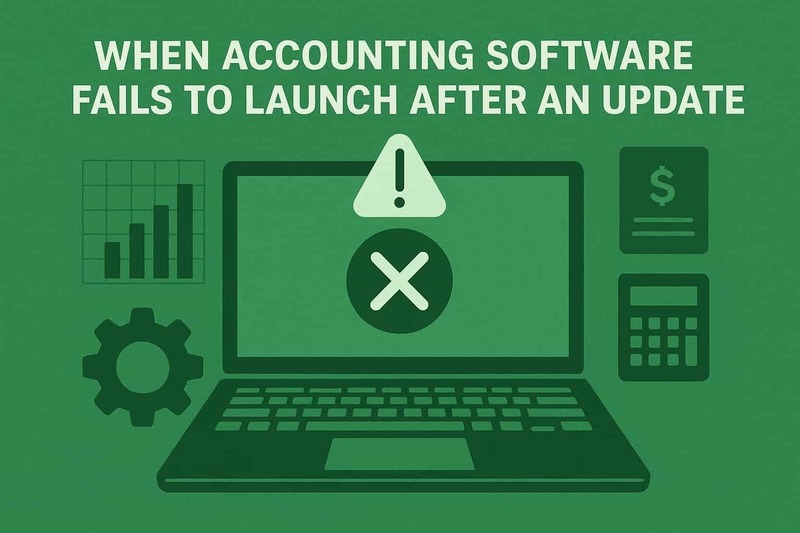 When accounting software fails to launch after an update