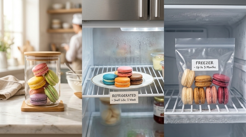 Macarons in container  shelf  pa  202606160258