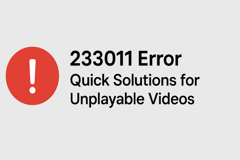233011 error quick solutions for unplayable videos
