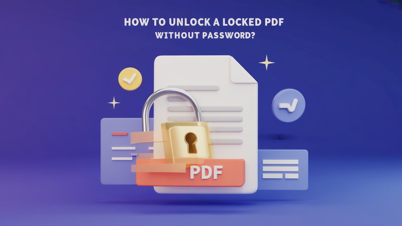 A modern  clean digital illustration showing a pdf file icon with a padlock on it the padlock is being opened or unlocked  symbolizing the idea of unlocking a secured pdf the background features a m